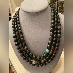 TURQUOISE, BROWN BEADS AND SILVER MAKE BEAUTIFUL!!